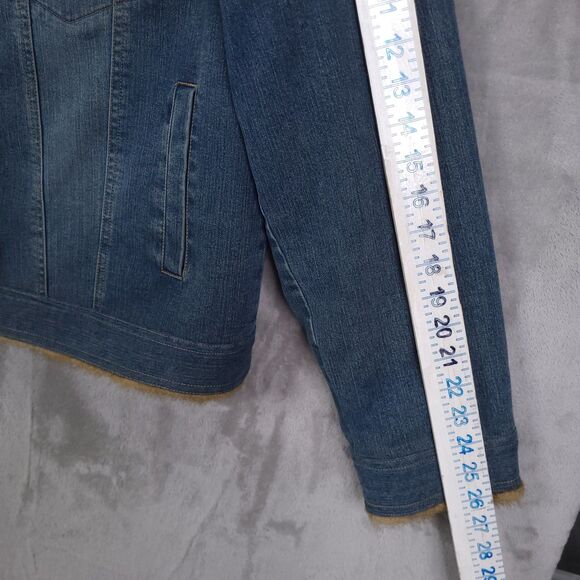 Marvin Richards Denim Jacket Size XL Retro Y2K 90s Faux Fur Lined Hippie Party - Picture 4 of 9